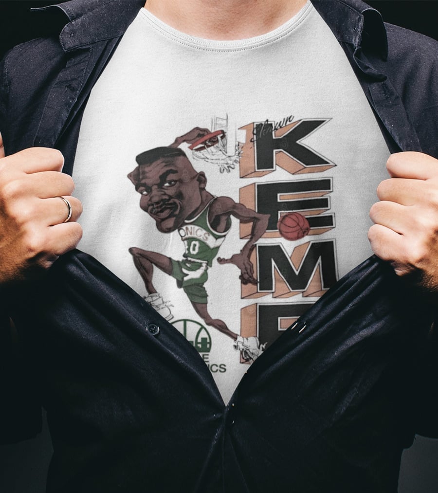 Shawn Kemp Seattle SuperSonics Basketball Caricature T-Shirt