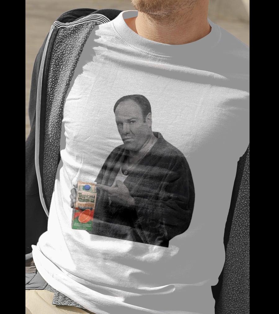 The Sopranos Tony Soprano Holding Tropicana Pure Premium Orange Juice T-Shirt