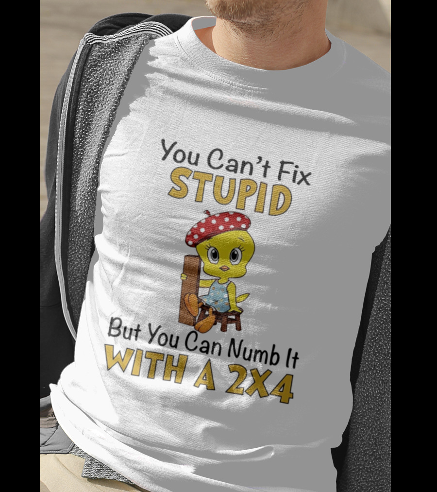 Tweety Bird You Can't Fix Stupid But You Can Numb It With A 2x4 T-Shirt