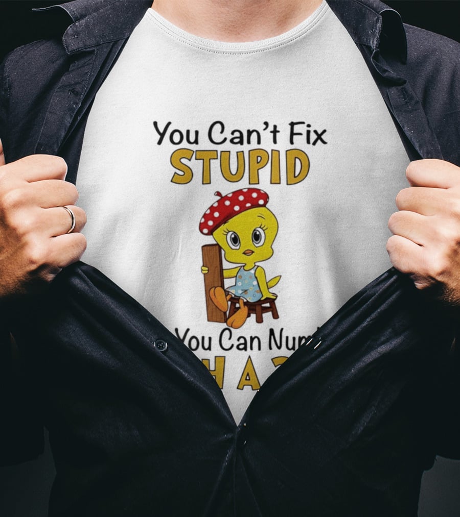 Tweety Bird You Can't Fix Stupid But You Can Numb It With A 2x4 T-Shirt