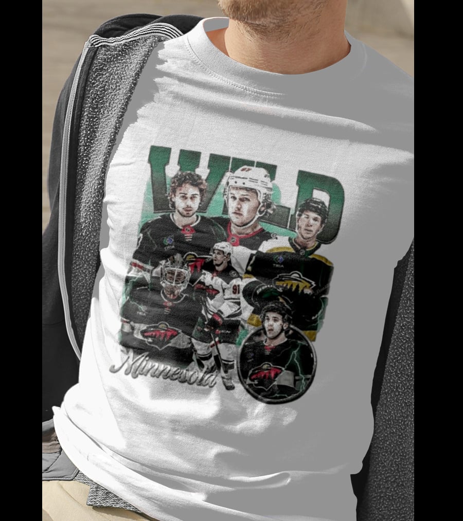 Minnesota Wild Ice Hockey Players Bootleg Comfort T-Shirt