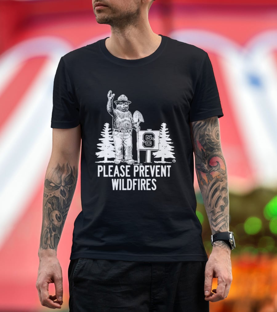 Smokey Bear NC State Collaboration Please Prevent Wildfires T-Shirt