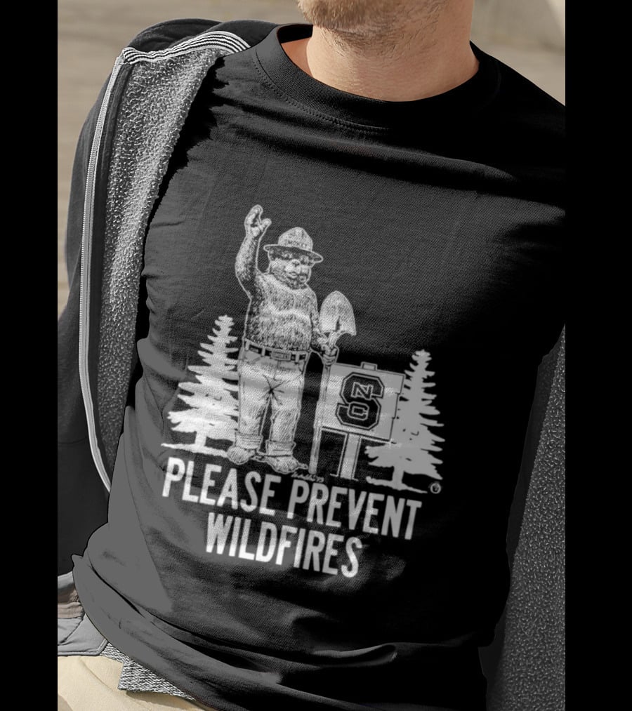 Smokey Bear NC State Collaboration Please Prevent Wildfires T-Shirt