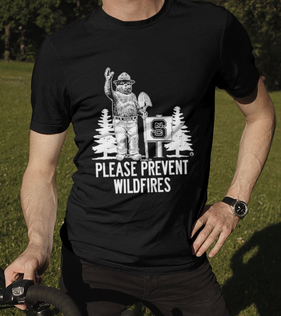 Smokey Bear NC State Collaboration Please Prevent Wildfires T-Shirt