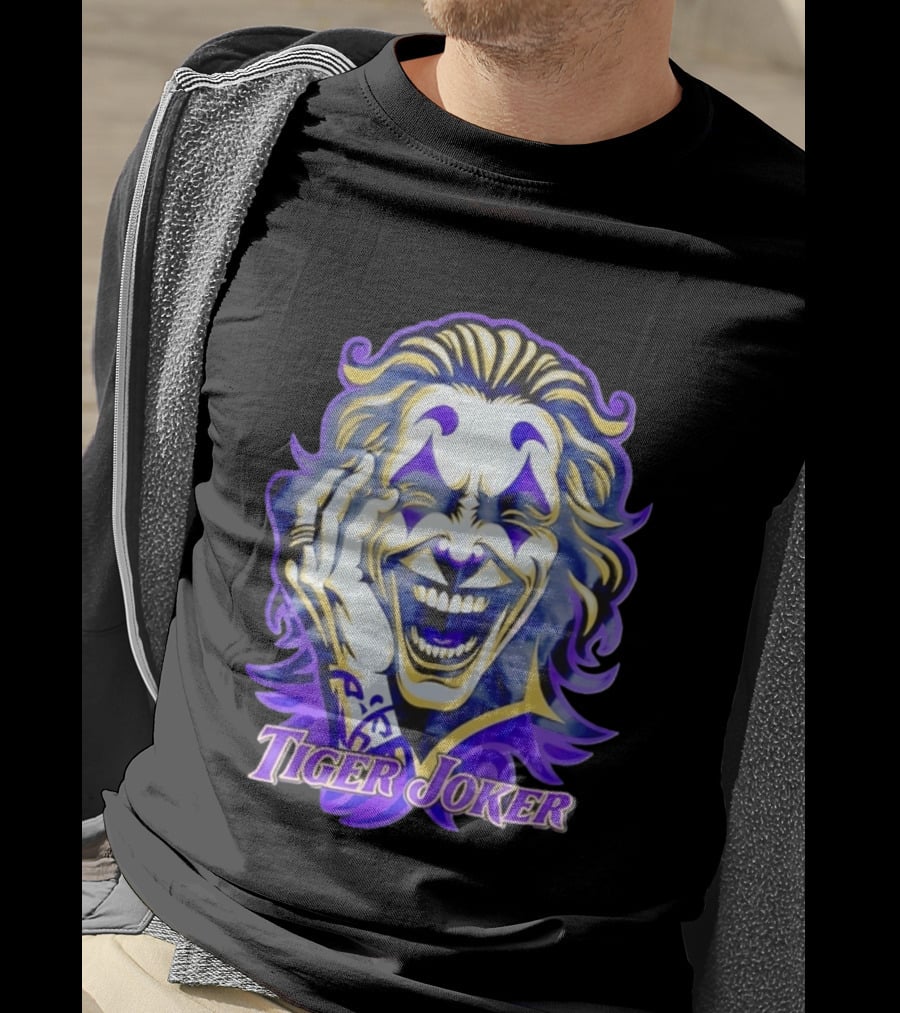 Tiger Joker Mischievous Grin Purple Aura T-Shirt