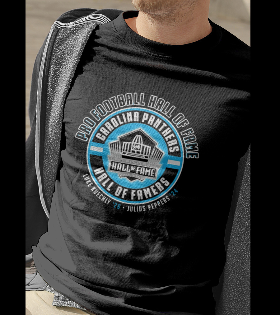 Carolina Panthers Pro Football Hall Of Fame Luke Kuechly 2026 Julius Peppers 2024 T-Shirt