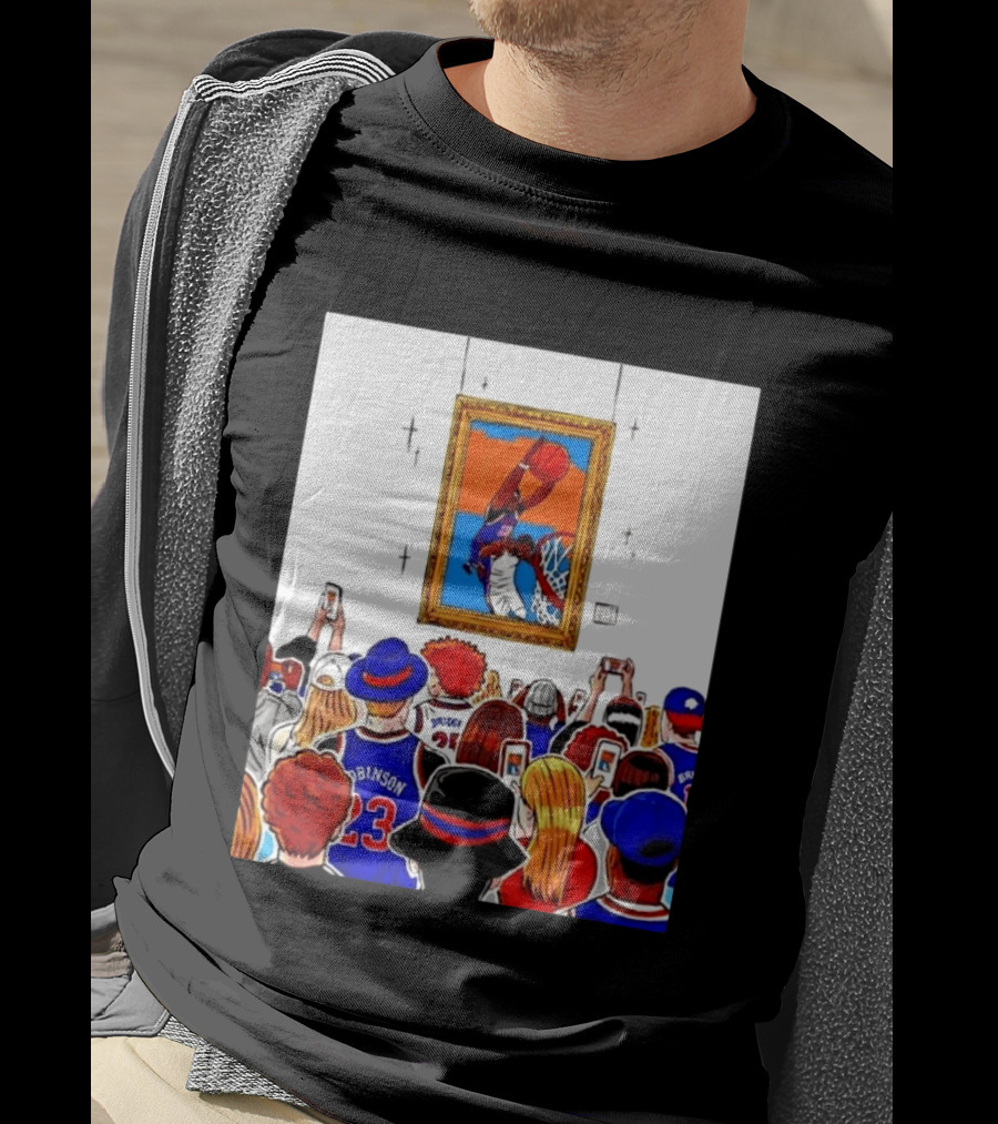 Mitchell Robinson New York Knicks Dunk Over Joel Embiid Crowd T-Shirt