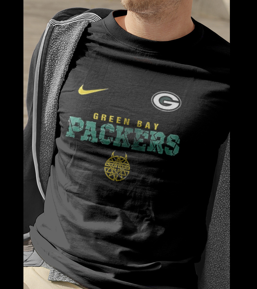 Nike Green Bay Packers Disturbed Down With The Sickness Collaboration T-Shirt