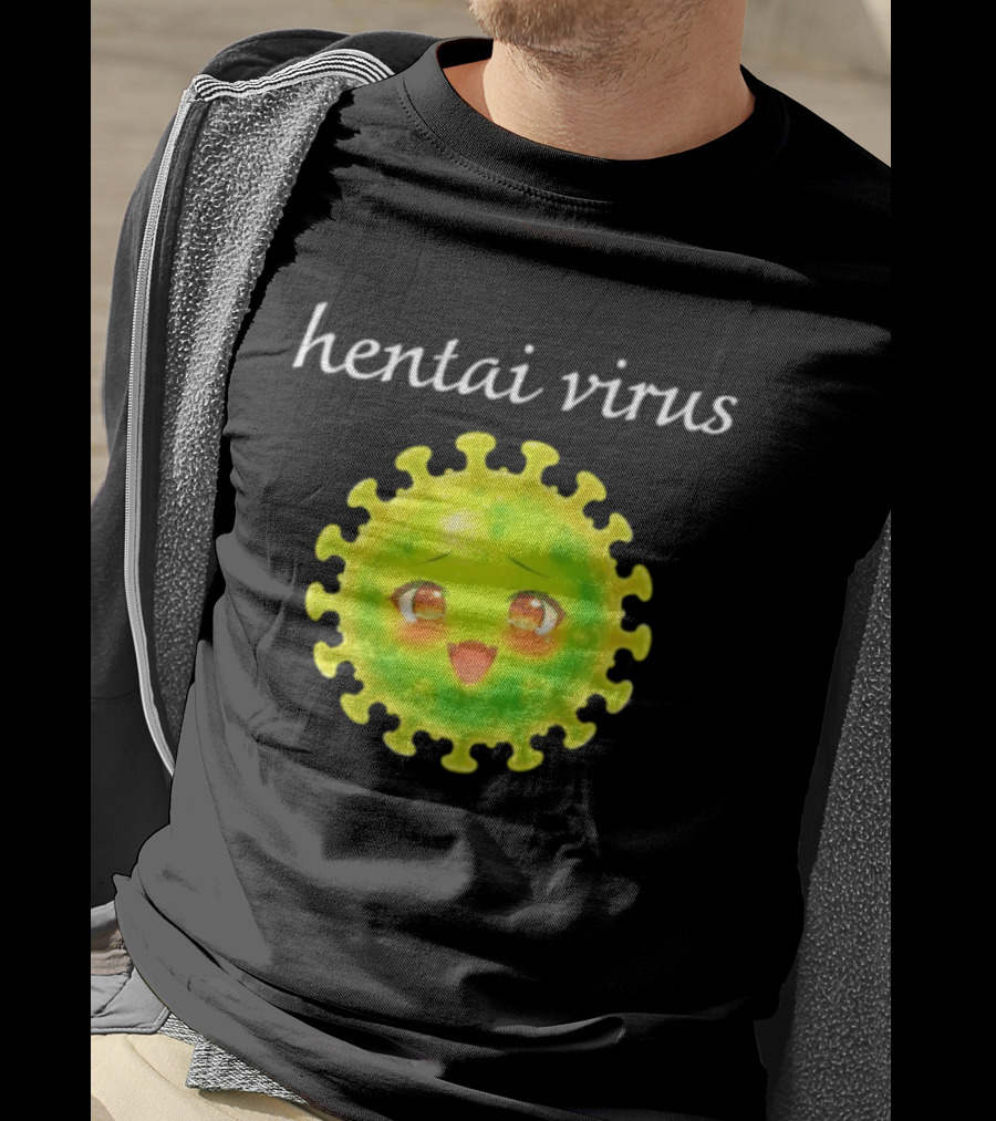 Hentai Virus Kawaii Face Cute Green Cartoon Meme T-Shirt