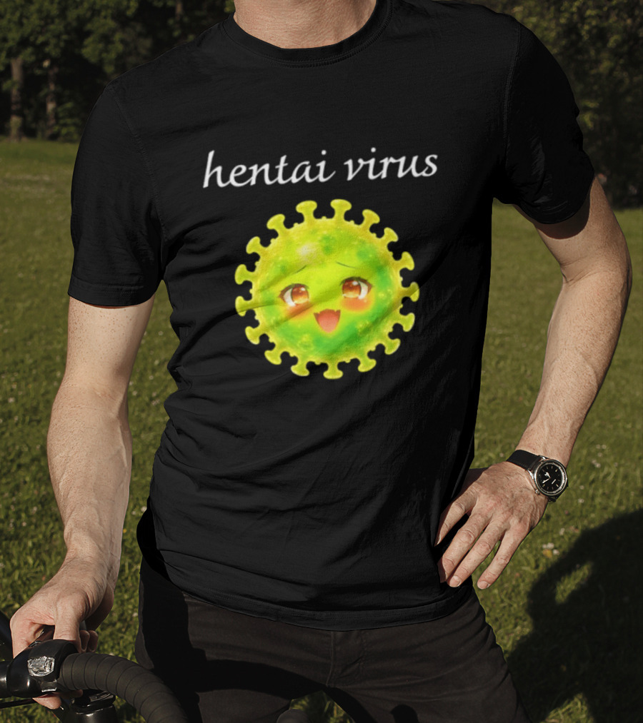 Hentai Virus Kawaii Face Cute Green Cartoon Meme T-Shirt