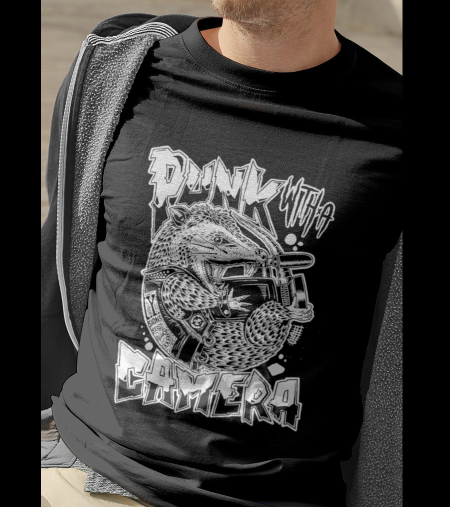 Punk With A Camera Punk Rock Possum T-Shirt
