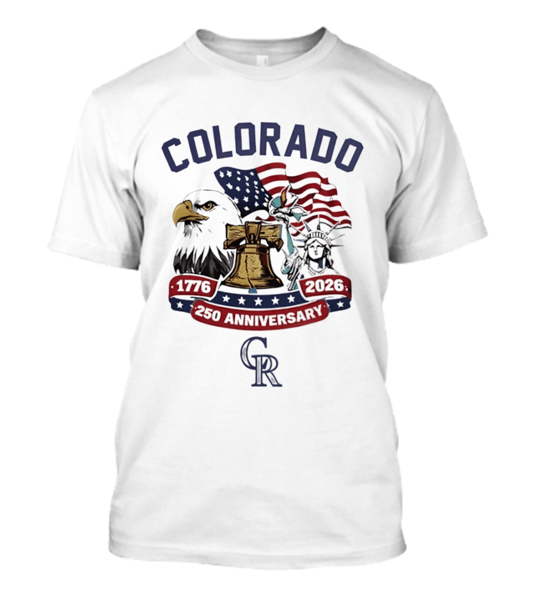 Colorado Rockies 250th Anniversary Eagle Liberty Bell Statue Of Liberty 1776 2026 T-Shirt