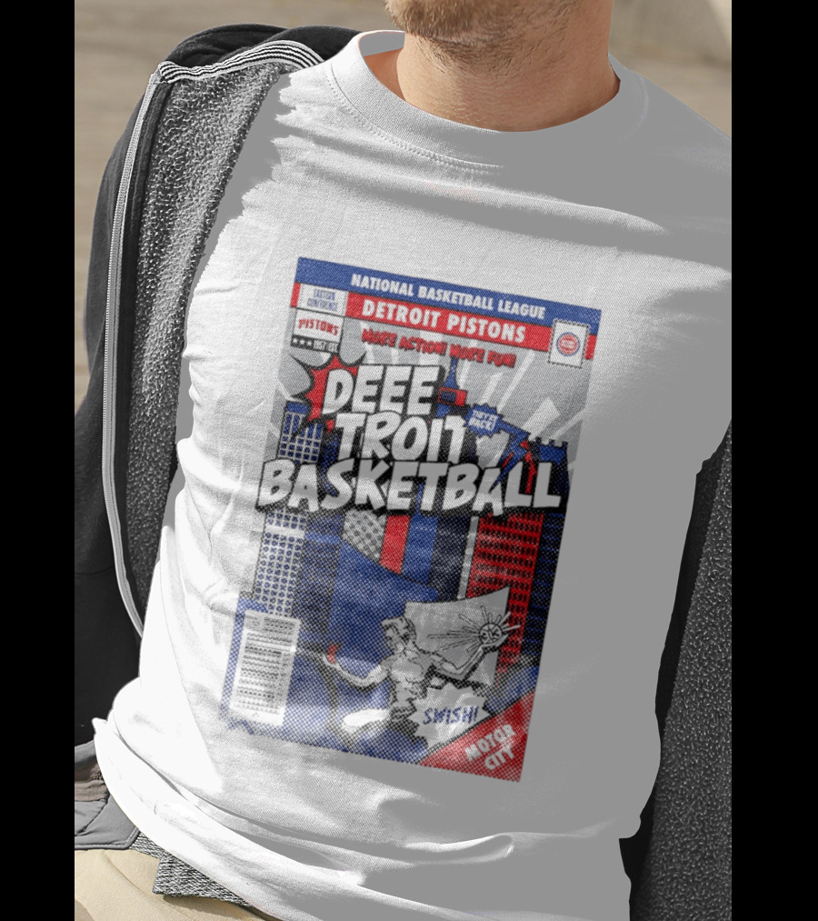 National Basketball League Detroit Pistons Deee Troit Basketball Motor City Comic Cover T-Shirt