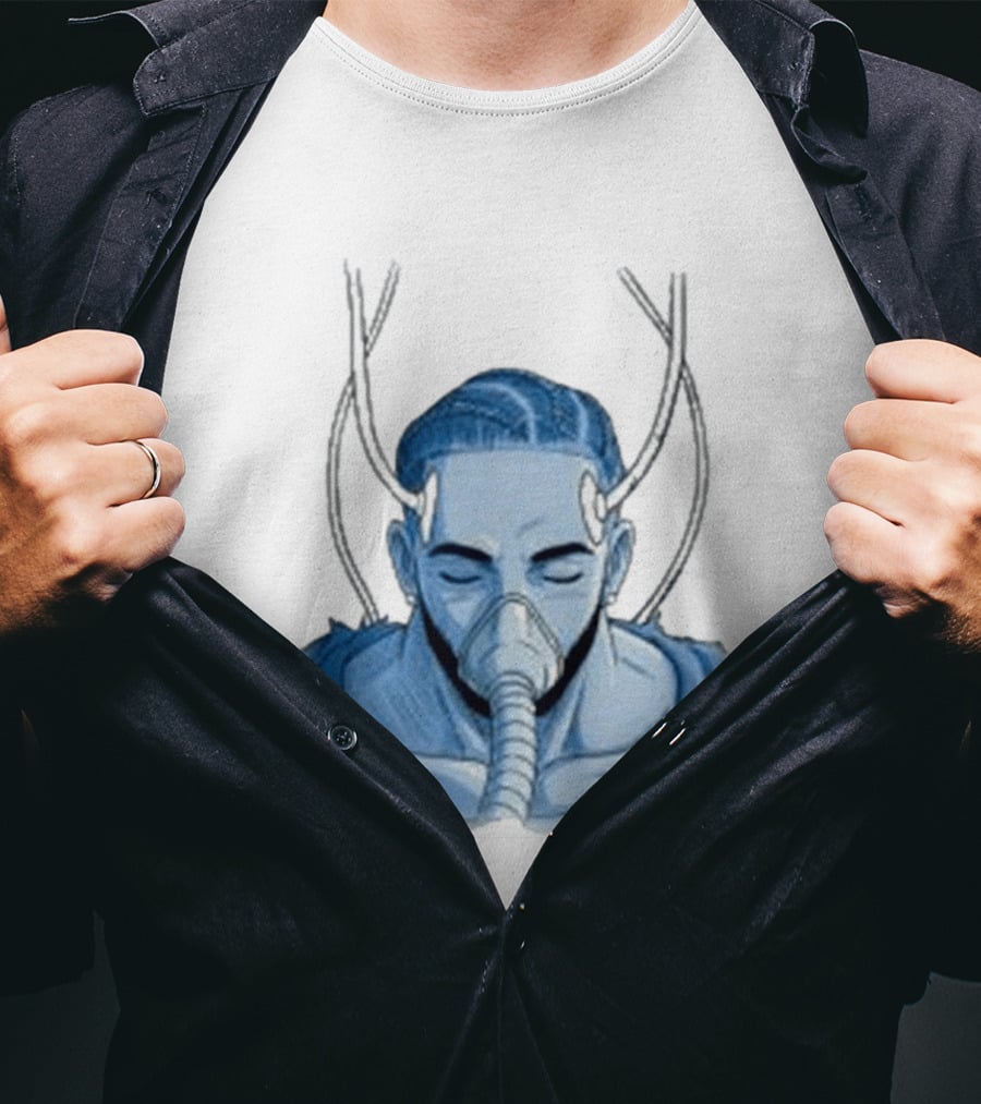 Reaven Leggenda Futuristic Masked Figure With Antlers T-Shirt