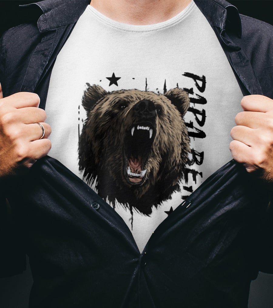 Roaring Grizzly Bear Papa Bear Fierce Wildlife Expression T-Shirt