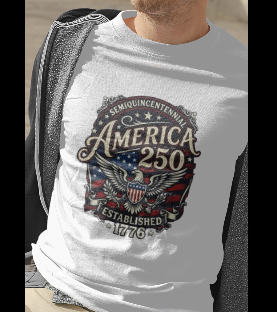 Semiquincentennial America 250 Eagle Crest Established 1776 Stars And Stripes T-Shirt