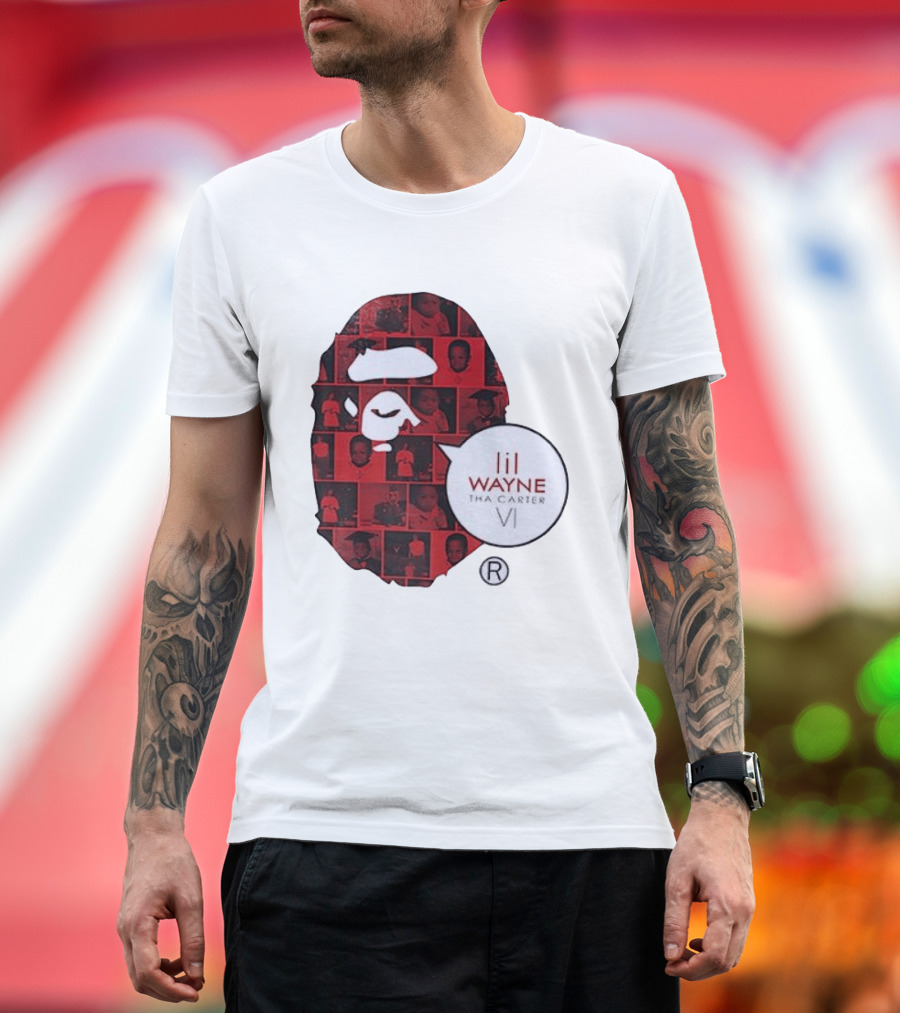Lil Wayne Tha Carter VI BAPE Collaboration Red Photo Collage T-Shirt