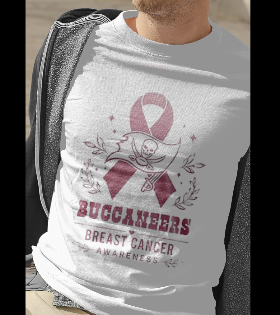 Tampa Bay Buccaneers Breast Cancer Awareness Ribbon Support T-Shirt