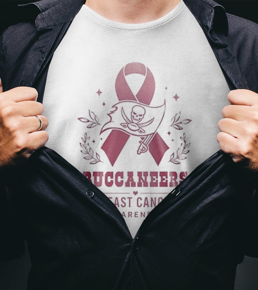 Tampa Bay Buccaneers Breast Cancer Awareness Ribbon Support T-Shirt