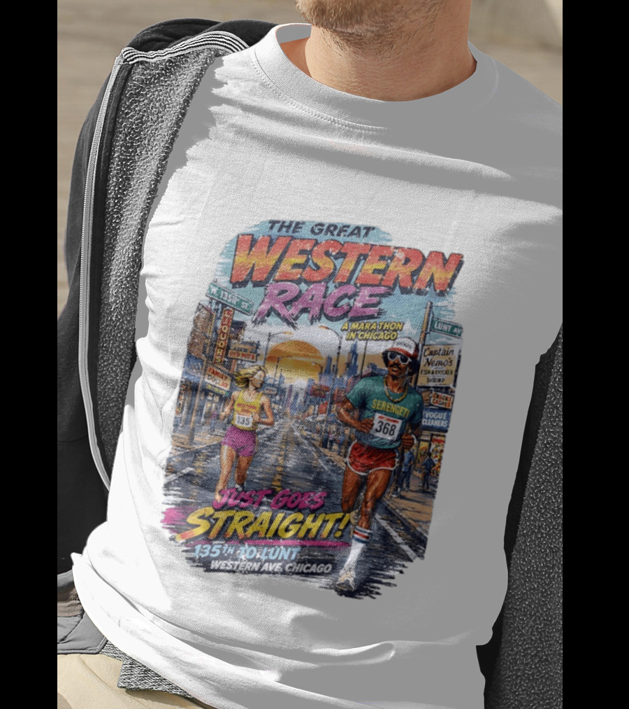 The Great Western Race Marathon Chicago 135th To Lunt Western Ave T-Shirt