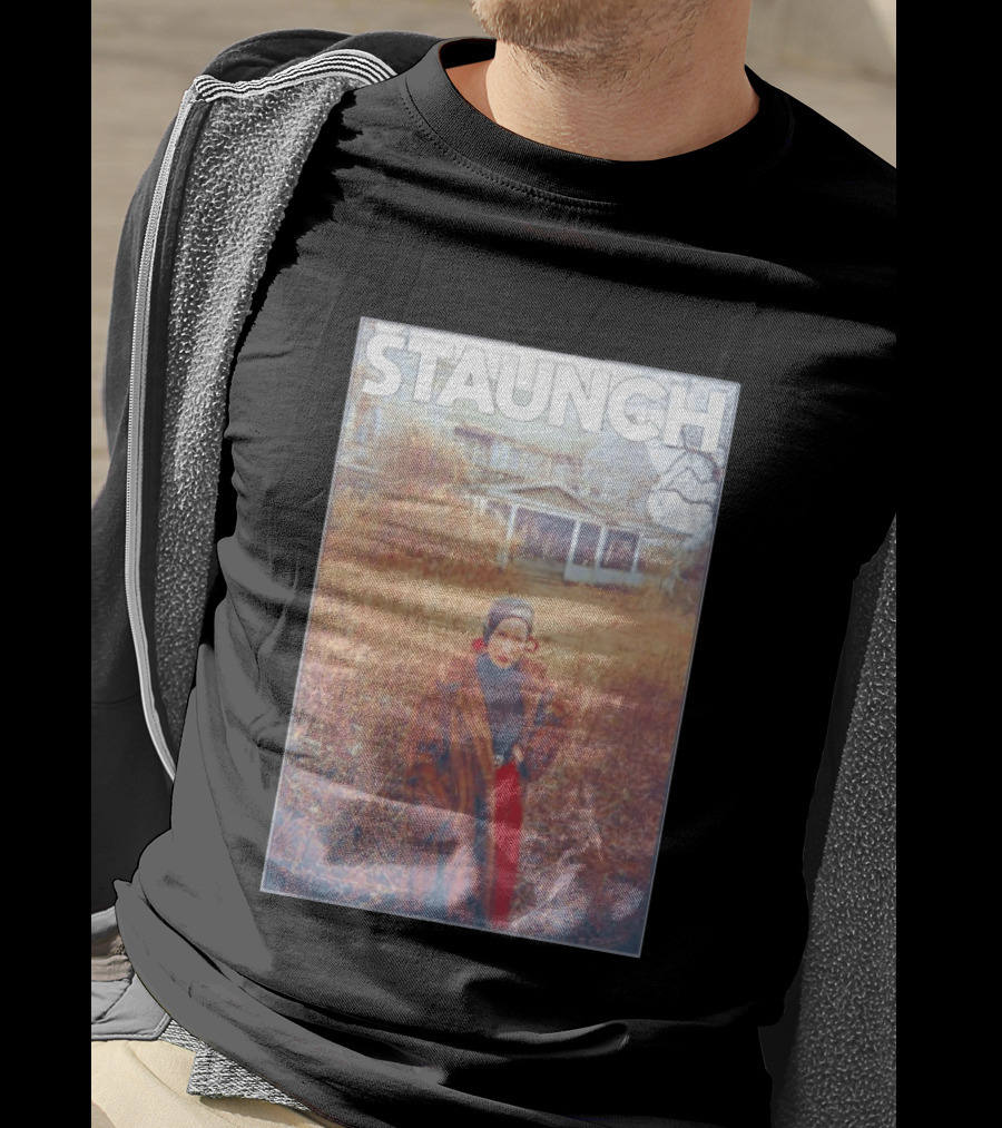 STAUNCH Vintage Fur Coat Homestead Scene T-Shirt