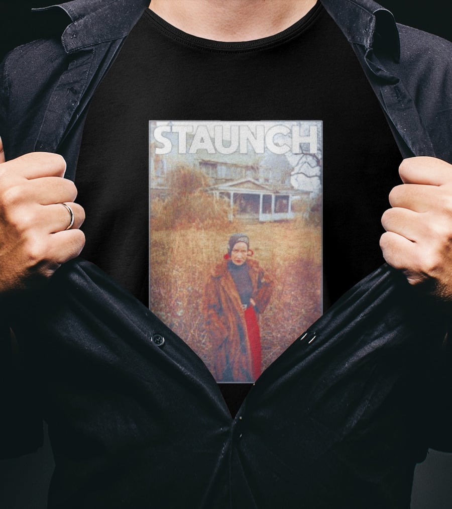 STAUNCH Vintage Fur Coat Homestead Scene T-Shirt