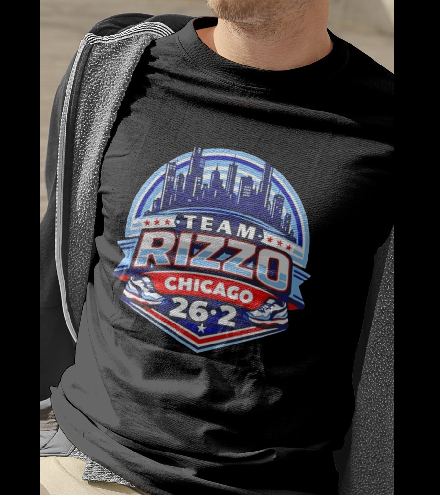 Team Rizzo Chicago Marathon 26.2 Skyline Sneakers Stars T-Shirt