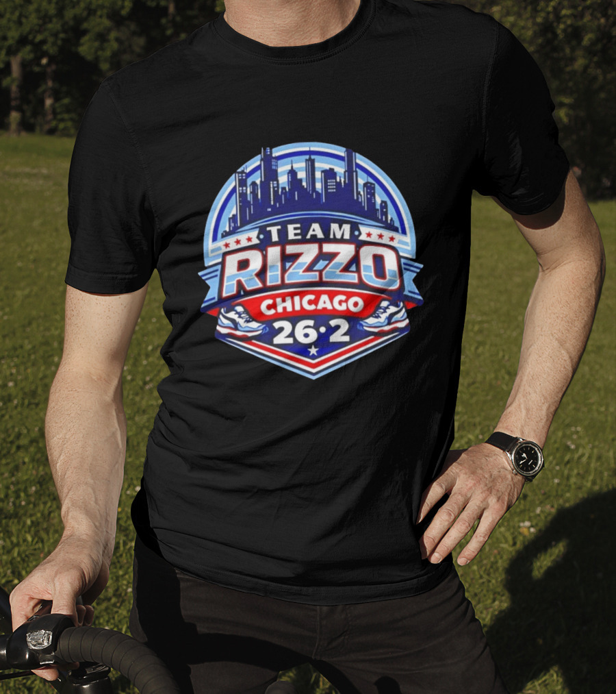 Team Rizzo Chicago Marathon 26.2 Skyline Sneakers Stars T-Shirt
