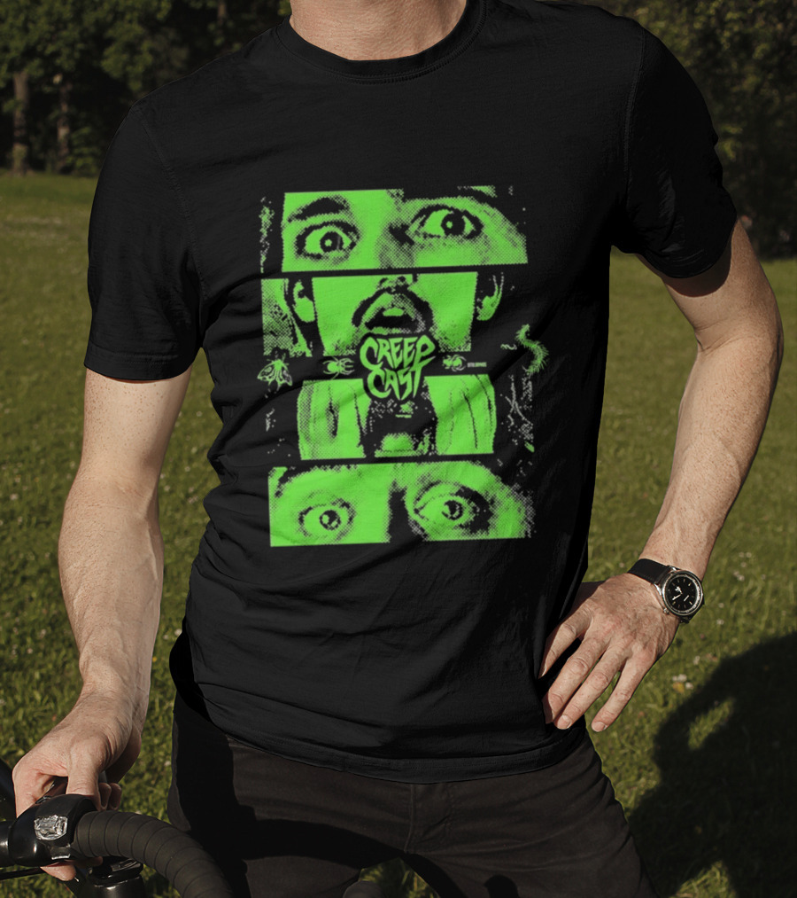 CreepCast Horror Retro Comic Green Face T-Shirt