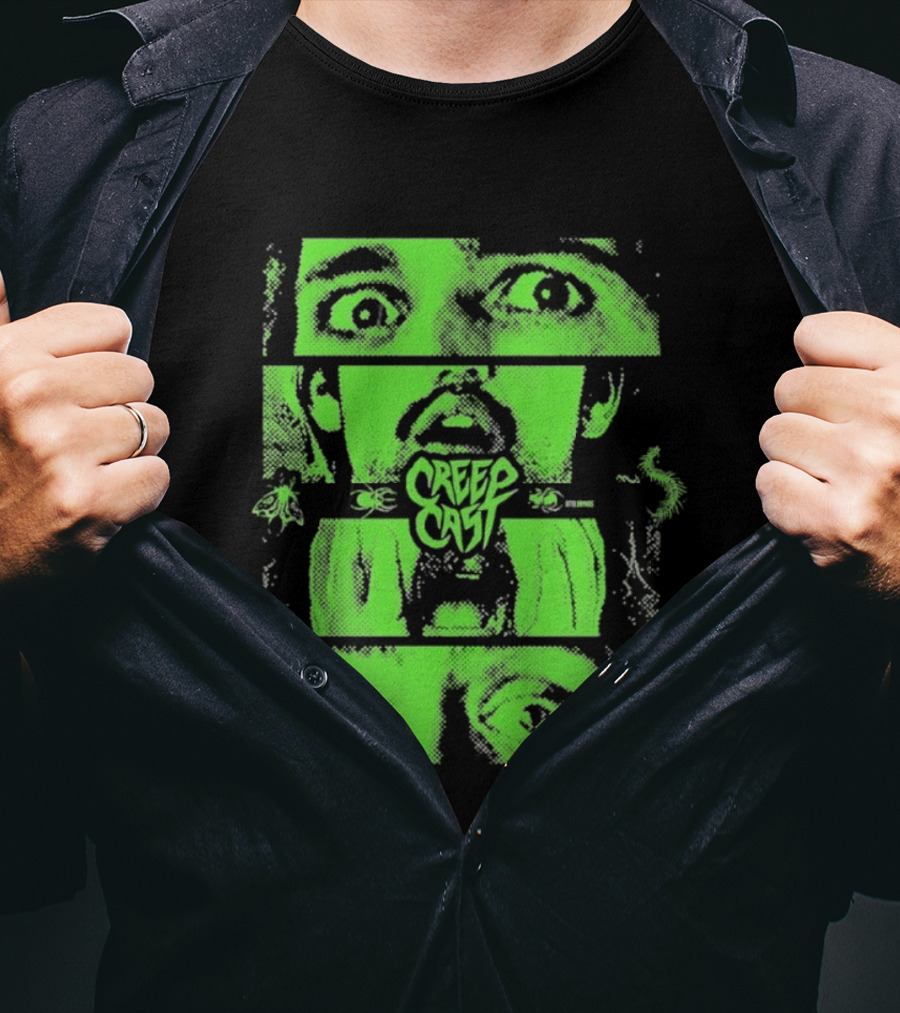 CreepCast Horror Retro Comic Green Face T-Shirt
