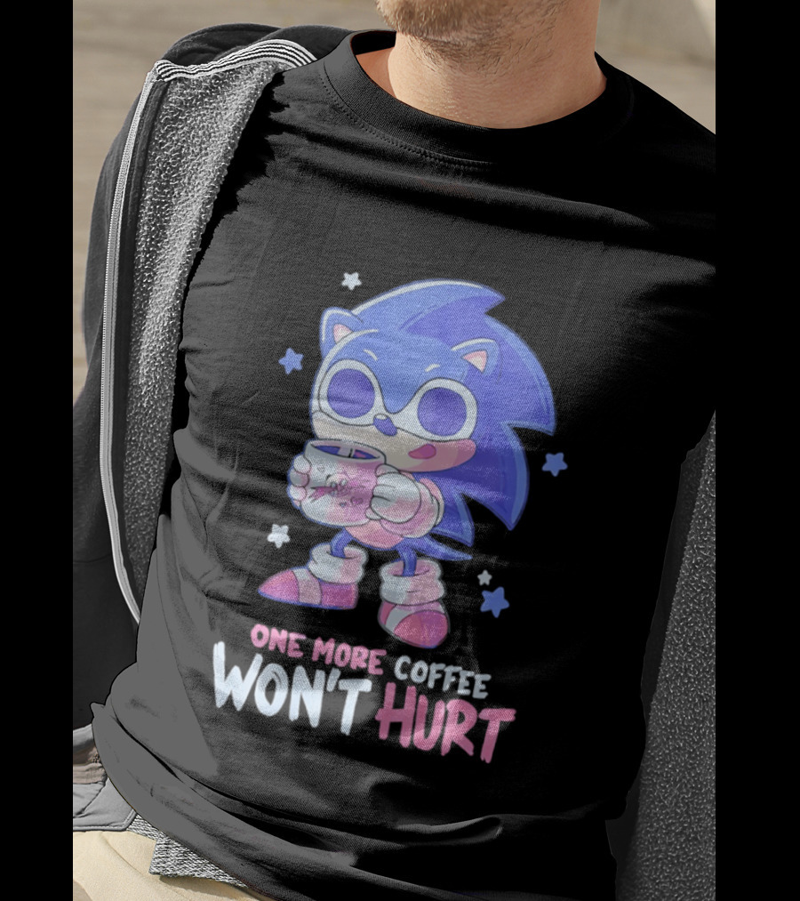 Sonic Hedgehog One More Coffee Won't Hurt Cartoon T-Shirt