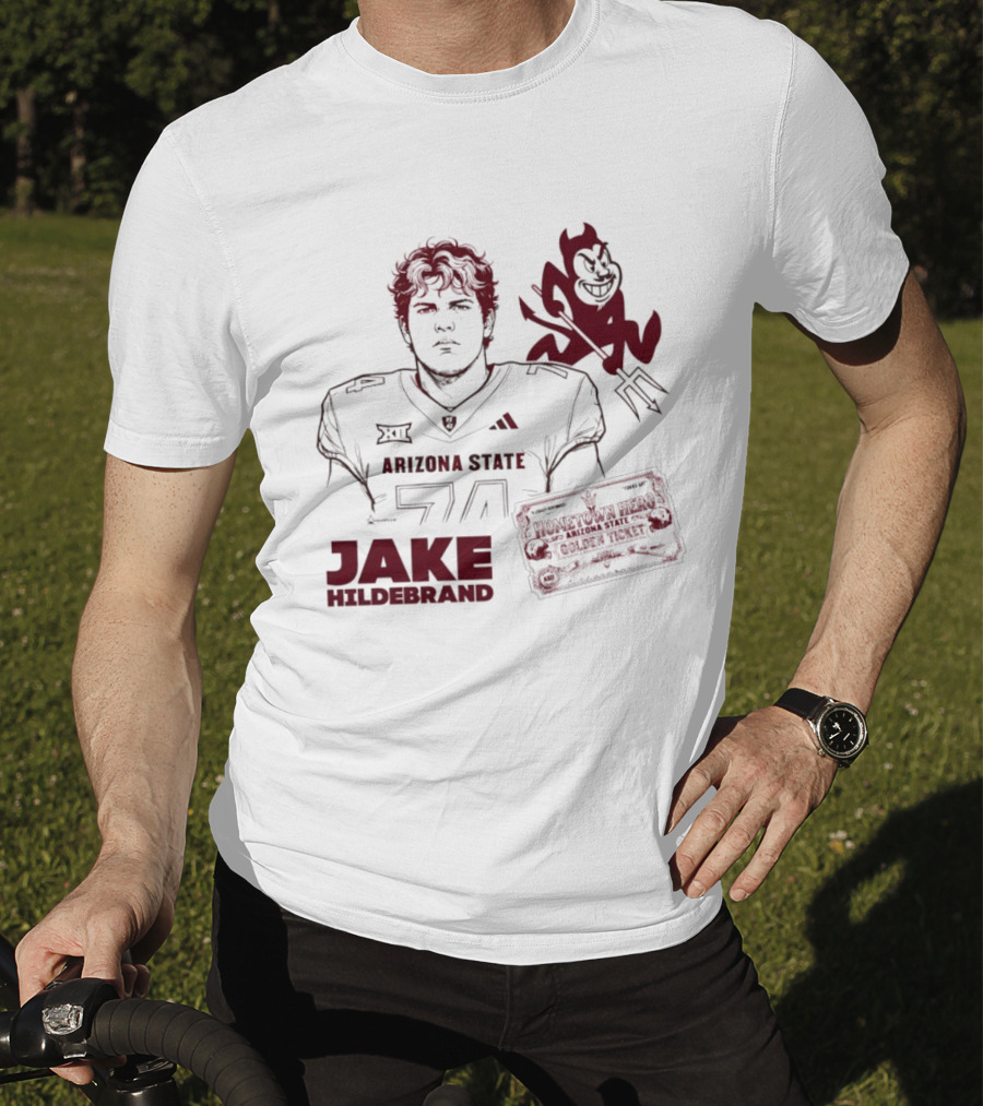 Jake Hildebrand Arizona State Sun Devils Football 74 Hometown Hero Golden Ticket T-Shirt