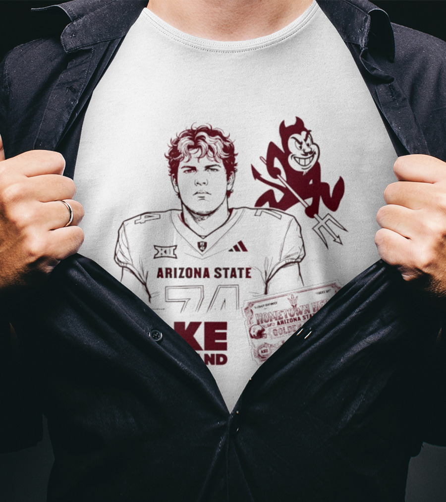 Jake Hildebrand Arizona State Sun Devils Football 74 Hometown Hero Golden Ticket T-Shirt