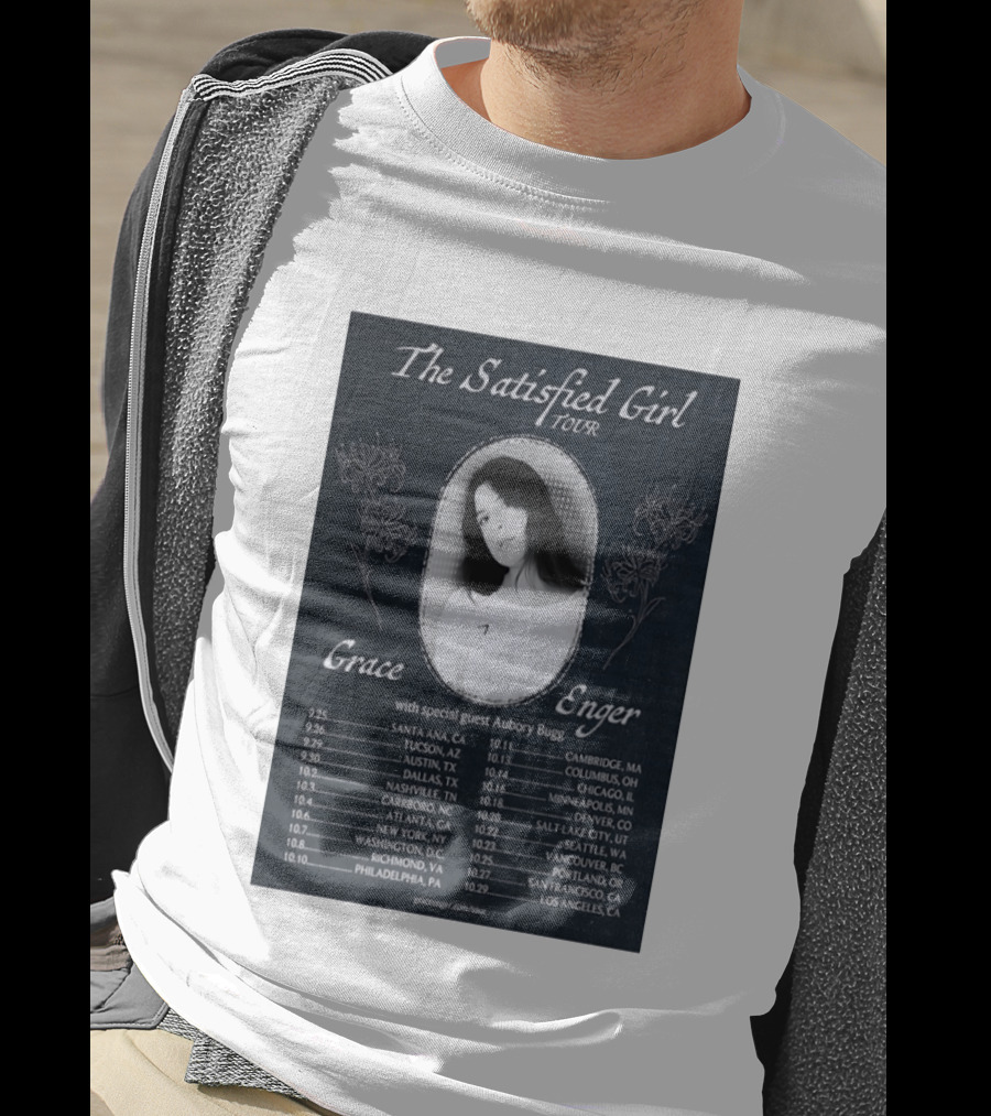 Grace Enger The Satisfied Girl Tour 2023 Cities And Dates Featuring Aubory Bugg T-Shirt