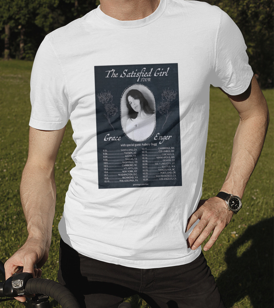 Grace Enger The Satisfied Girl Tour 2023 Cities And Dates Featuring Aubory Bugg T-Shirt