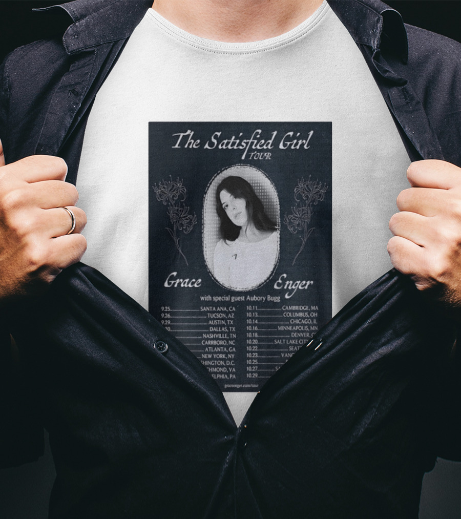 Grace Enger The Satisfied Girl Tour 2023 Cities And Dates Featuring Aubory Bugg T-Shirt