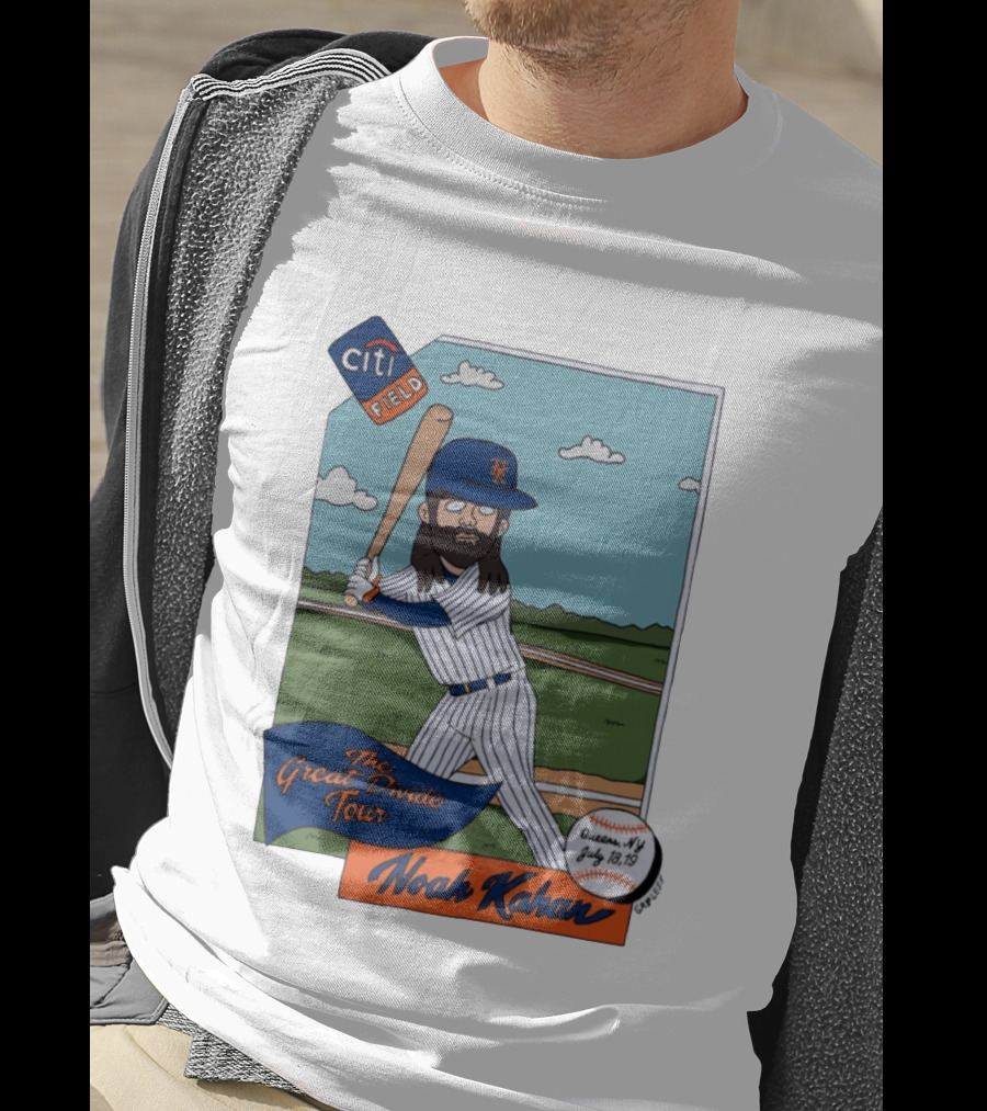 Noah Kahan The Great Divide Tour Citi Field New York Mets Cartoon Baseball July 18 19 T-Shirt