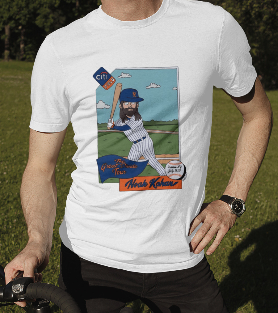 Noah Kahan The Great Divide Tour Citi Field New York Mets Cartoon Baseball July 18 19 T-Shirt