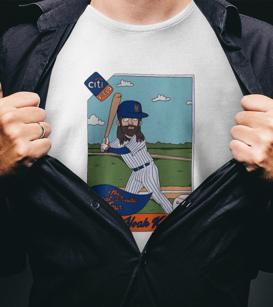 Noah Kahan The Great Divide Tour Citi Field New York Mets Cartoon Baseball July 18 19 T-Shirt