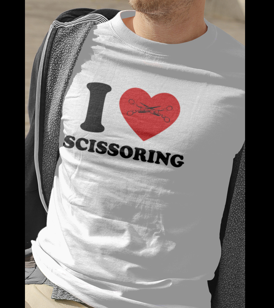 I Love Scissoring Heart With Crossed Scissors T-Shirt