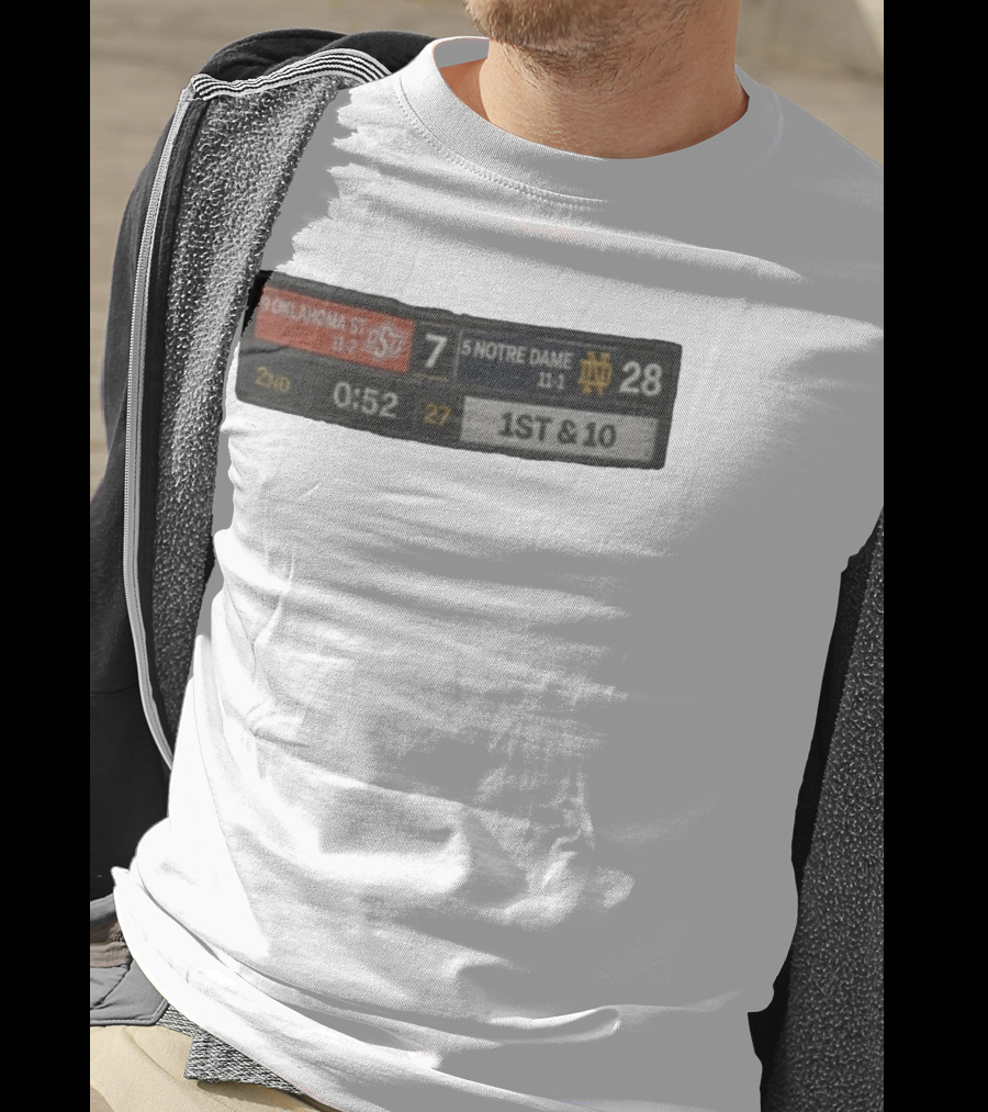 9 Oklahoma State 7 Vs 5 Notre Dame 28 Scoreboard 2nd Quarter 0:52 1st & 10 T-Shirt