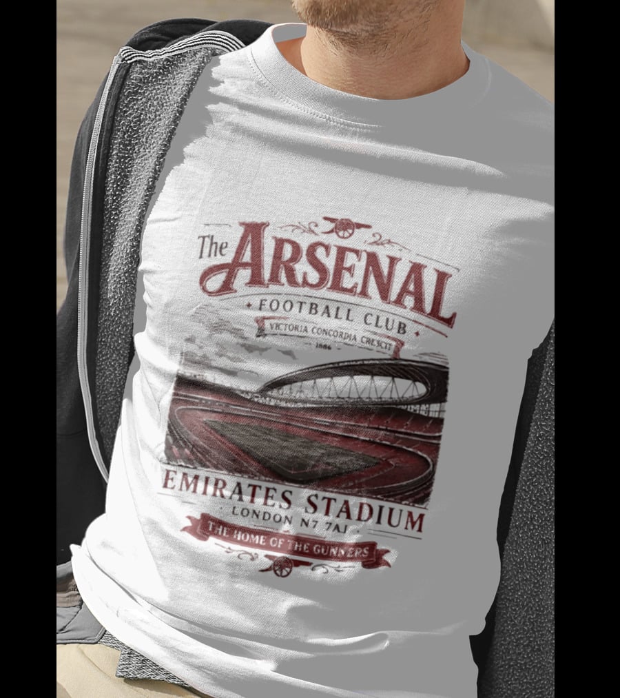 Arsenal Football Club Emirates Stadium London N7 7AJ Victoria Concordia Crescit Established 1886 Home Of The Gunners T-Shirt