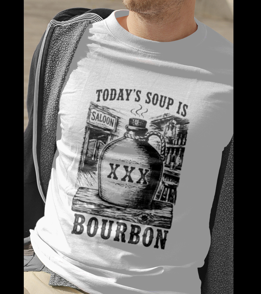 Today's Soup Is Saloon XXX Bourbon Vintage Western Barrel T-Shirt