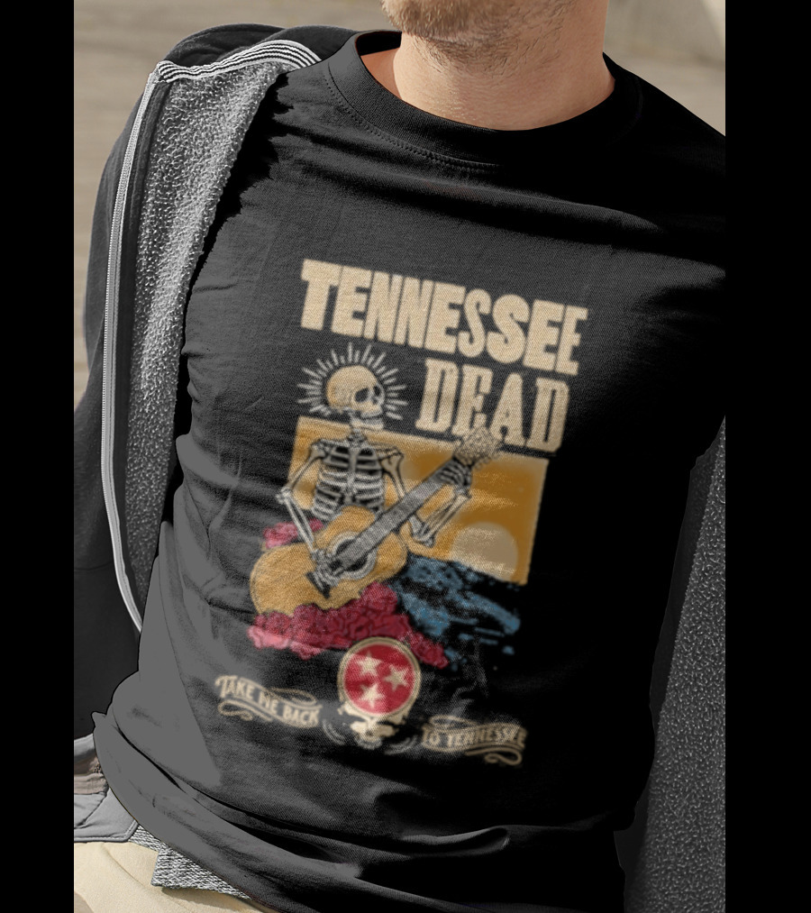 Tennessee Dead United States Of Take Me Back Skeleton Guitar Sun Roses T-Shirt