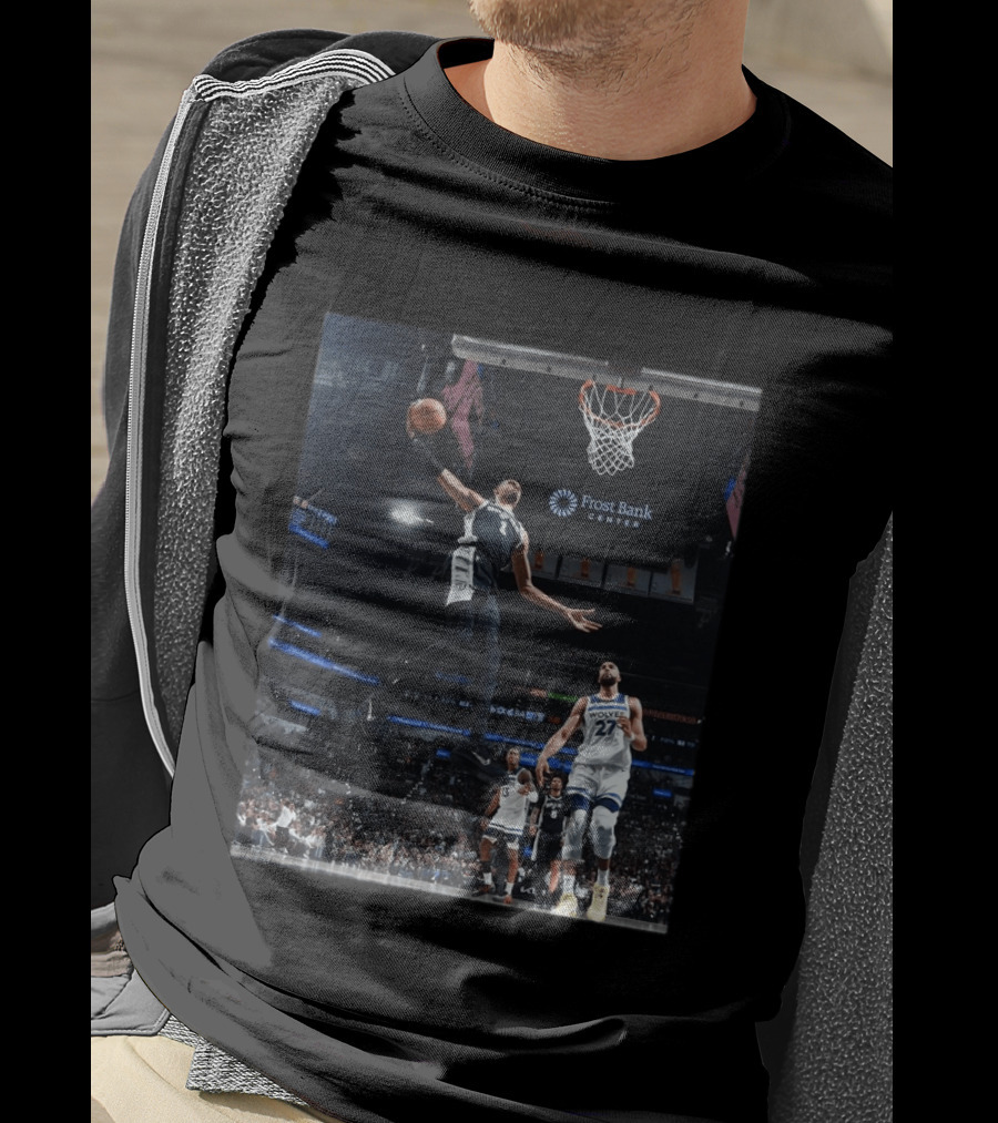 Victor Wembanyama Dunk Spurs Vs Timberwolves Frost Bank Center T-Shirt