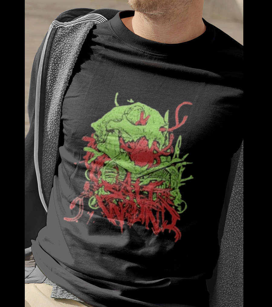 Boot And Annoy Skull Acid Green Red T-Shirt