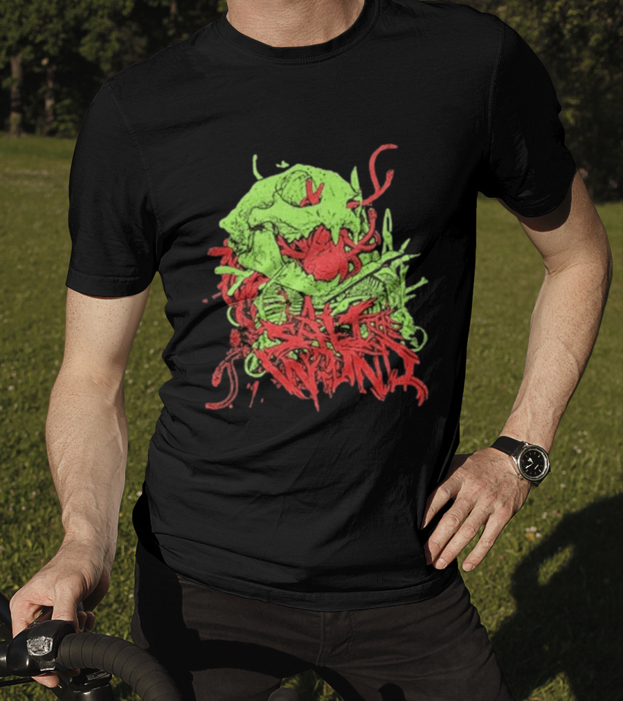 Boot And Annoy Skull Acid Green Red T-Shirt