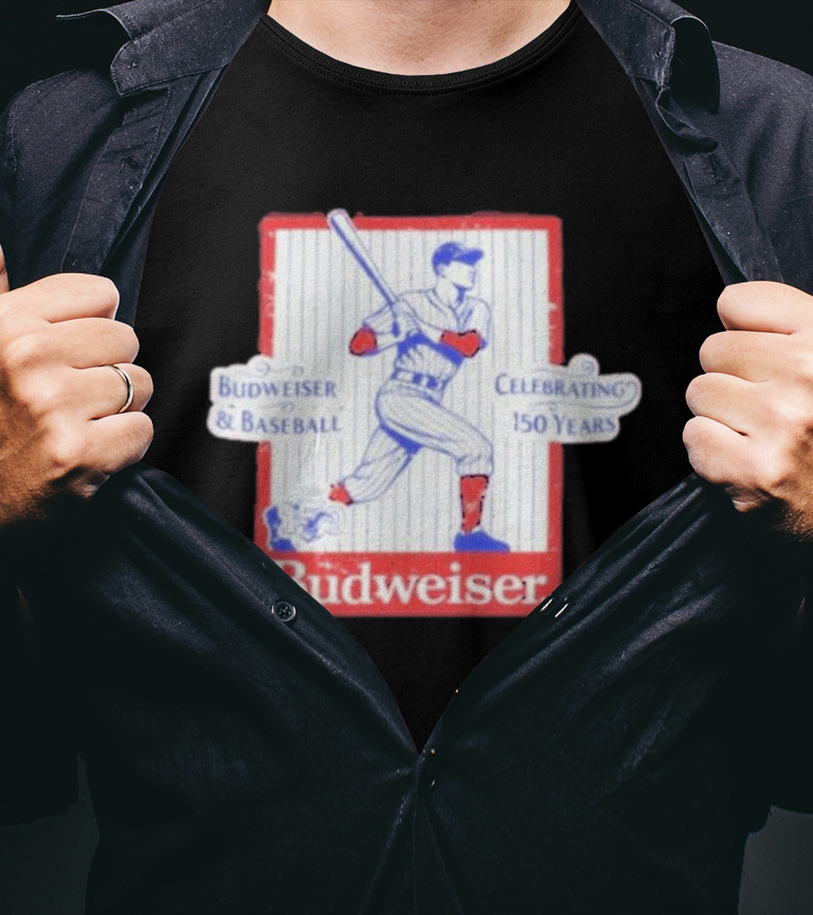 Budweiser Baseball Celebrating 150 Years Vintage Iconic Batter T-Shirt