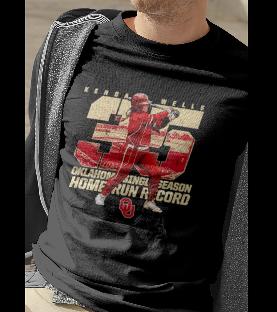 Kendall Wells 35 Oklahoma Single Season Home Run Record OU T-Shirt