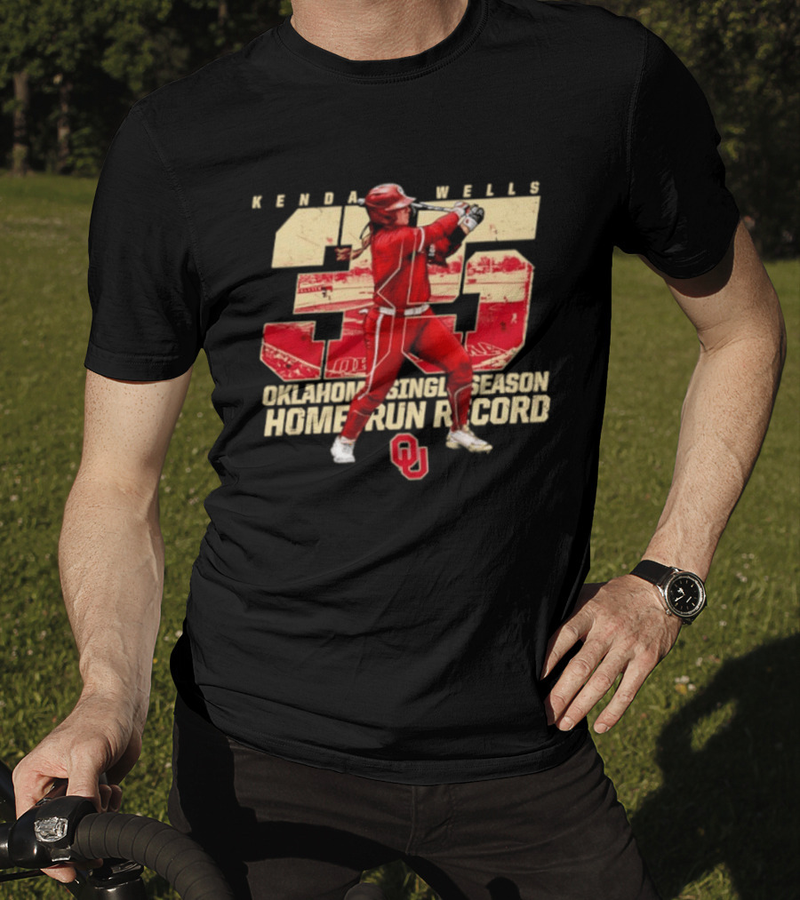 Kendall Wells 35 Oklahoma Single Season Home Run Record OU T-Shirt